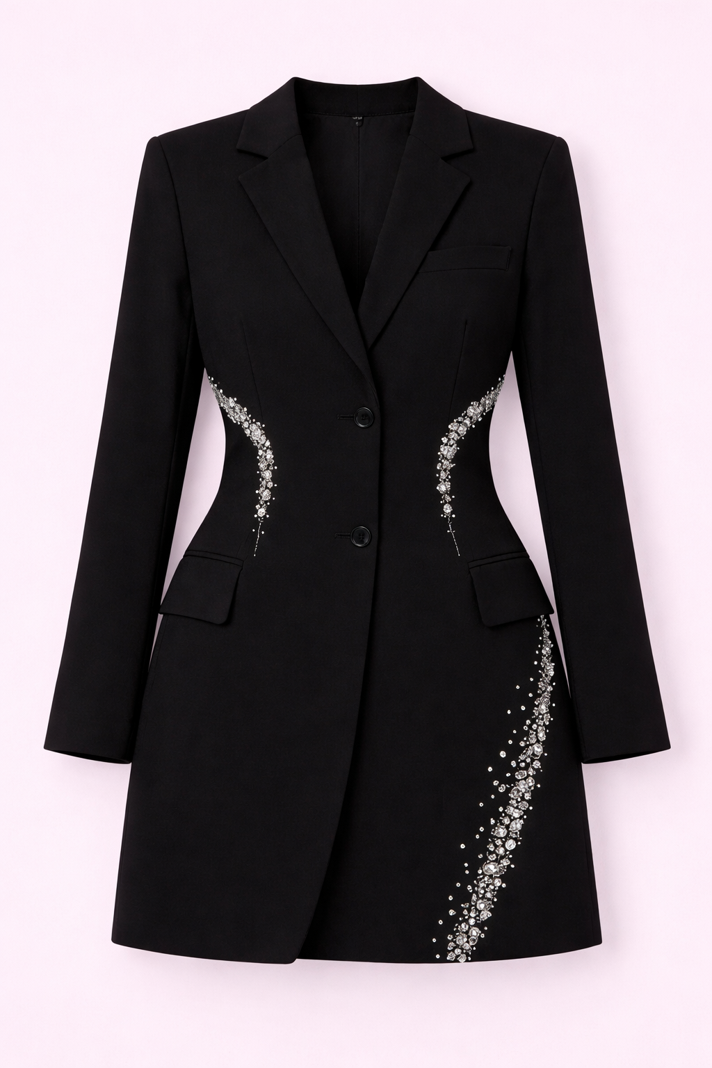Midnight Aura Crepe Embellished Blazer Dress