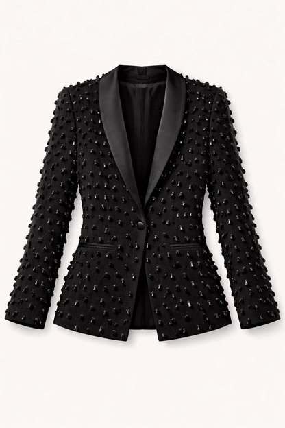 Black Coat with Heavy Black Stonework - NZB02