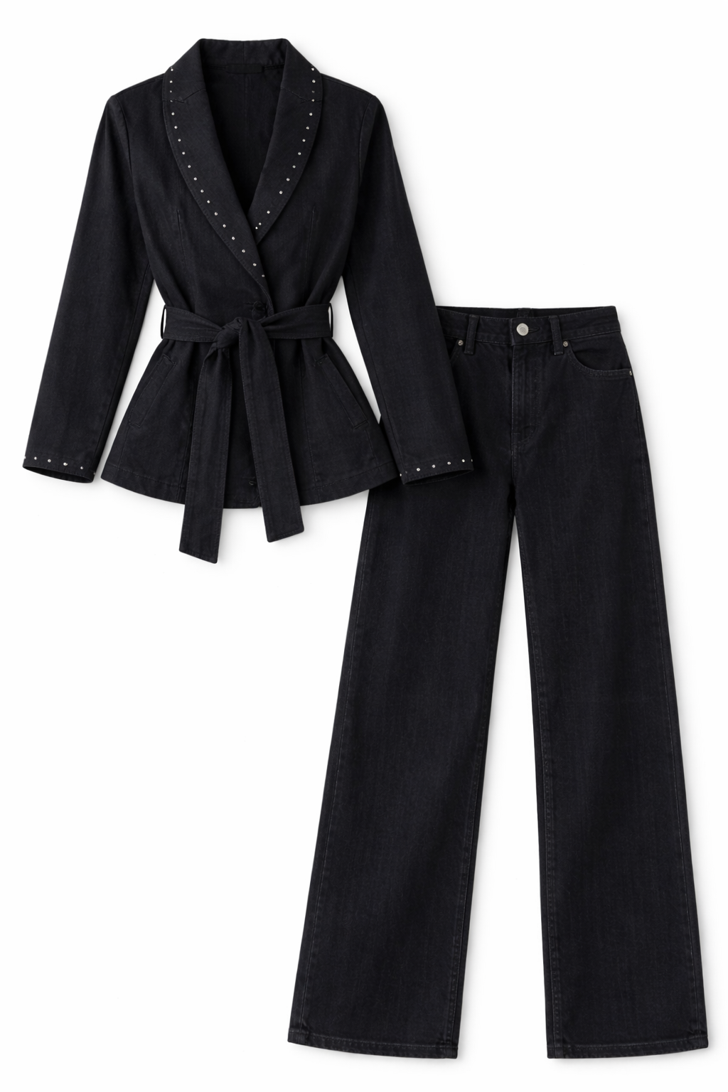 Midnight Studded Wrap Denim Co-Ord Set