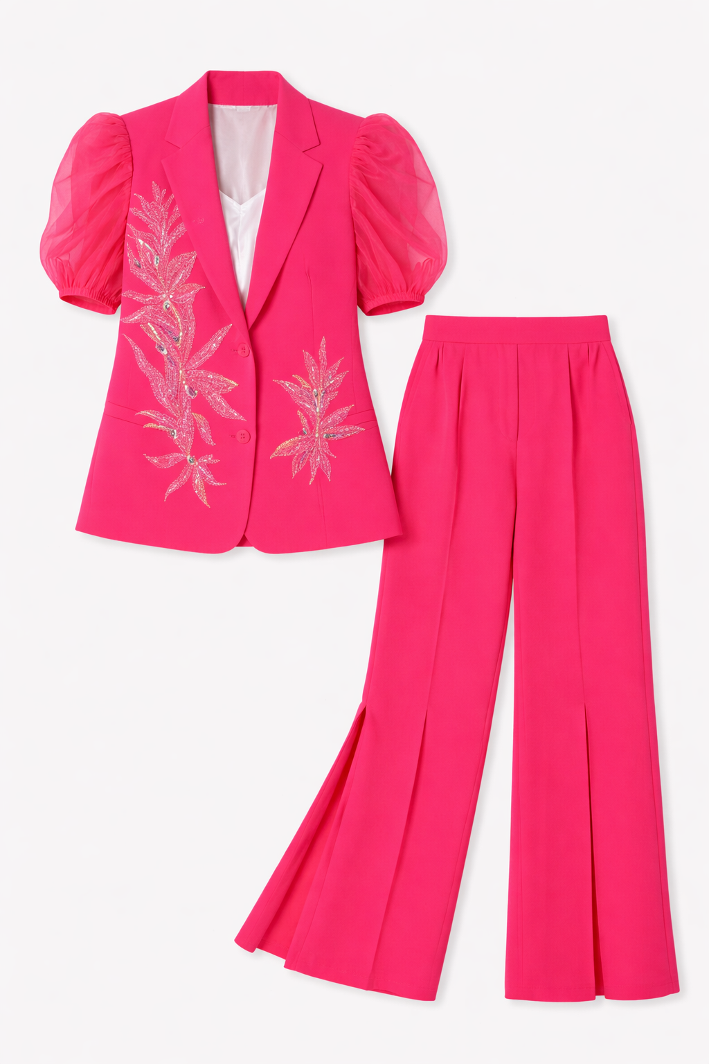 Embroidered Blazer with Puff Sleeves - NZC10