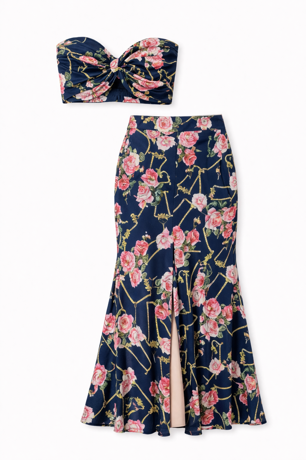 Bustier and Fish Cut High-Low Skirt Coord - NZC23