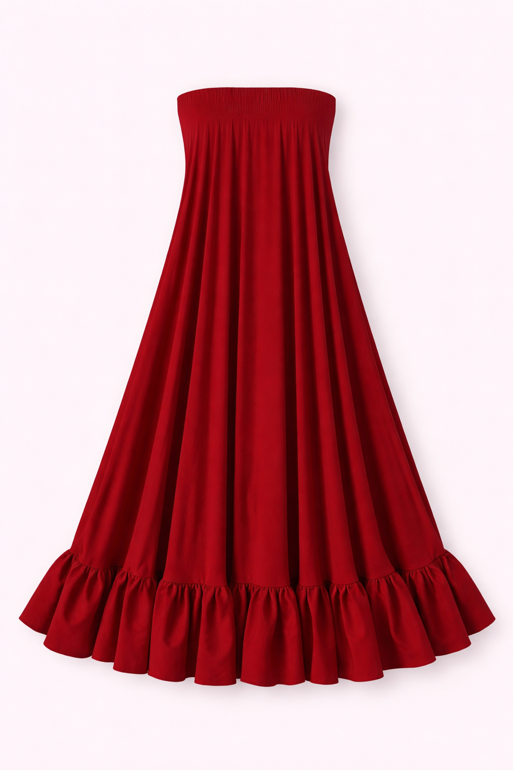 Crimson Flare Crepe Gown