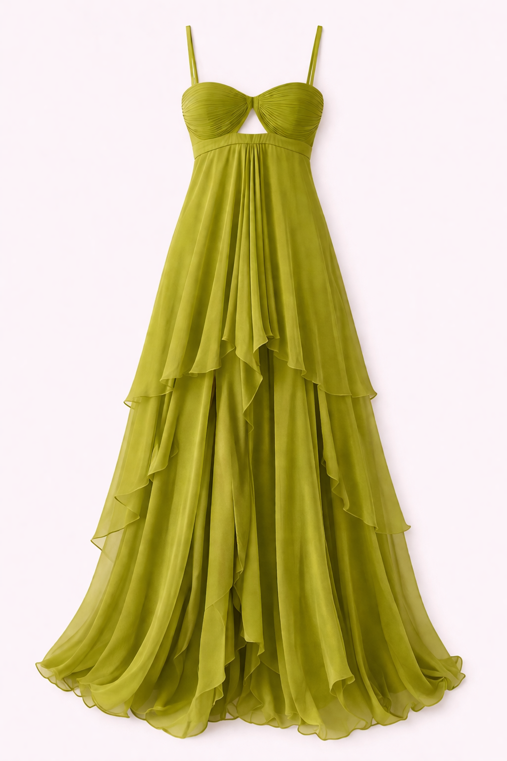 Olive Drape Georgette Maxi Dress