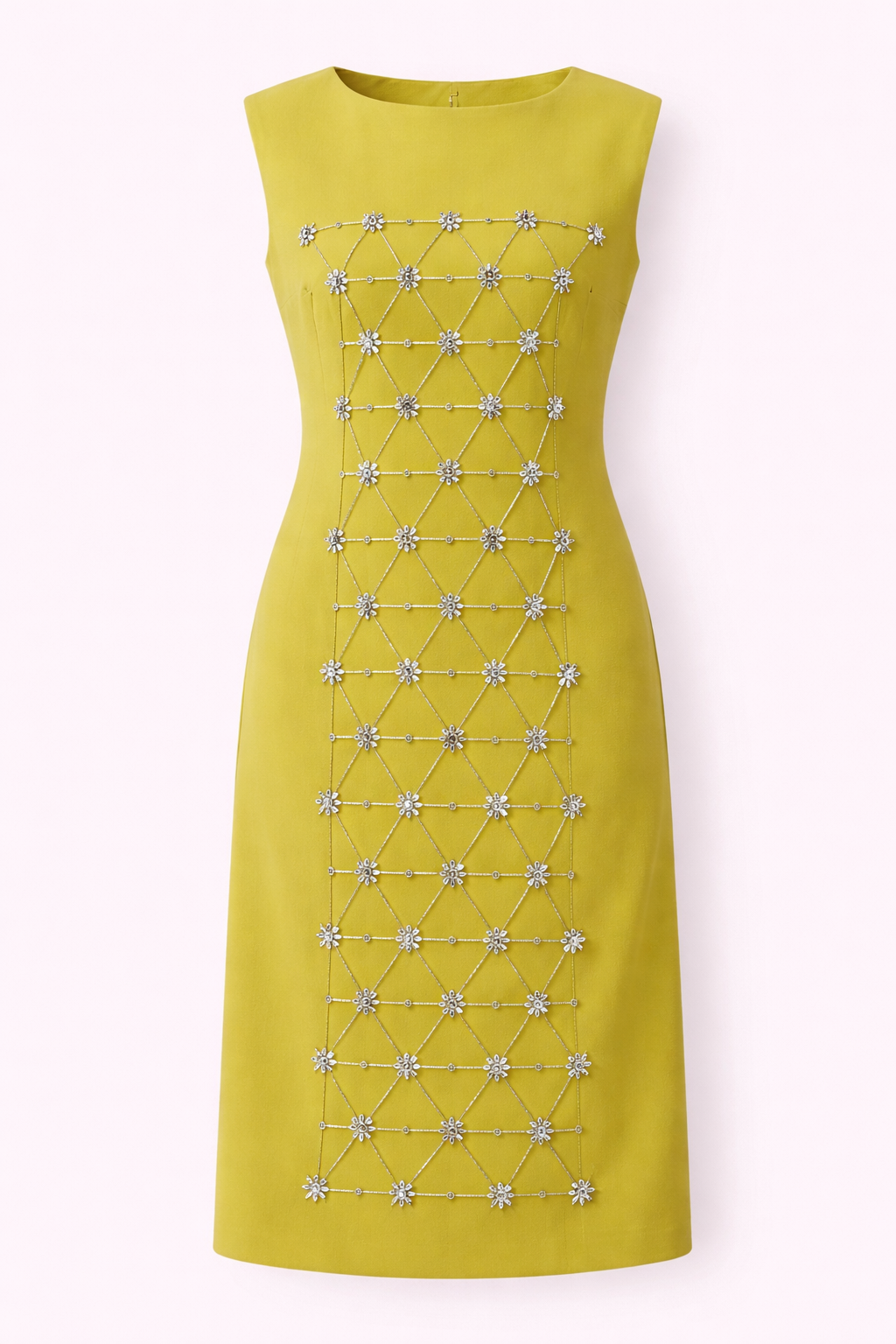 Olive Gleam Embellished Column Dress