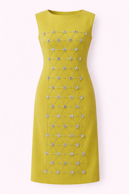 Olive Gleam Embellished Column Dress - NZD36