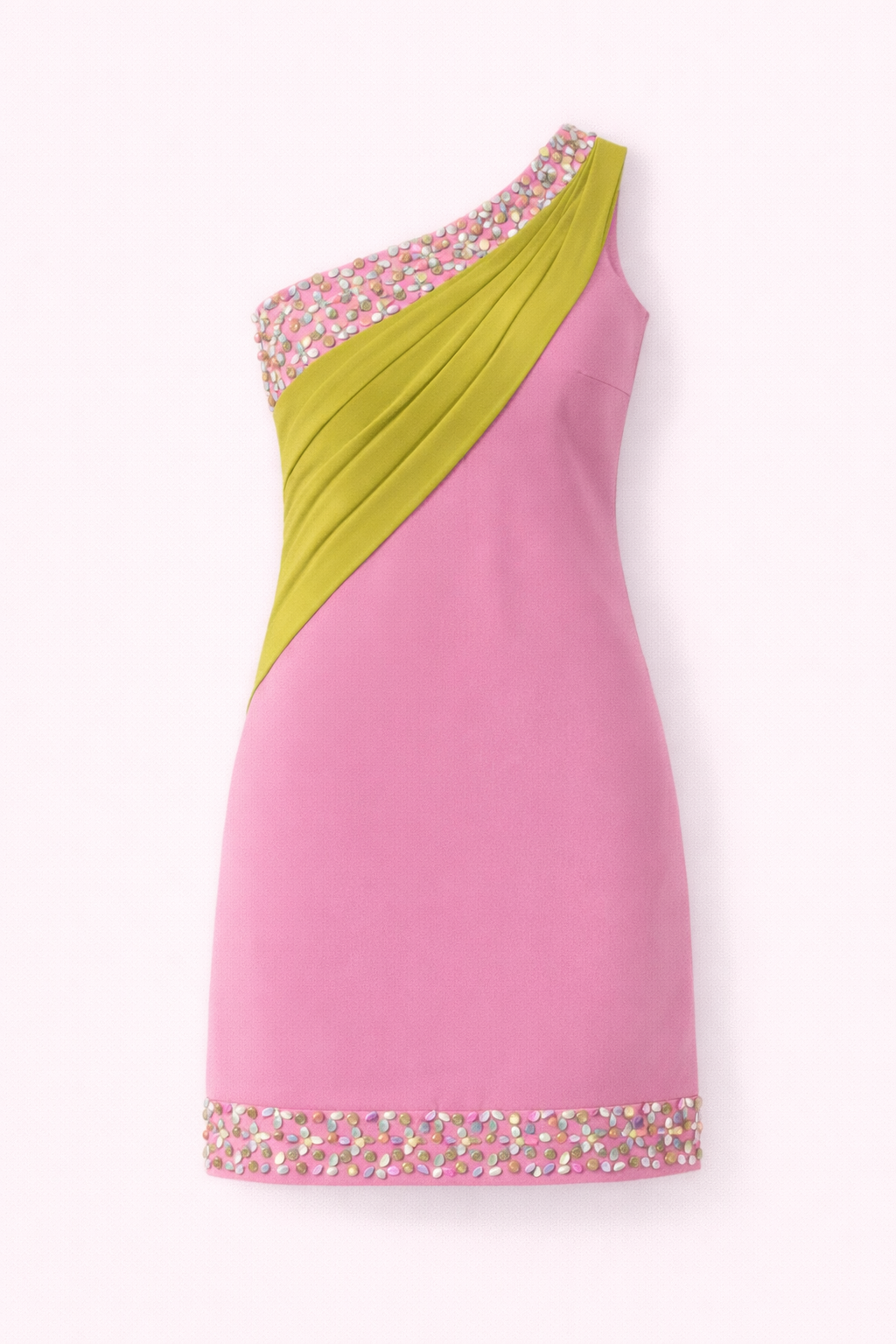 Sunset Bloom One-Shoulder Embellished Mini Dress - NZD04