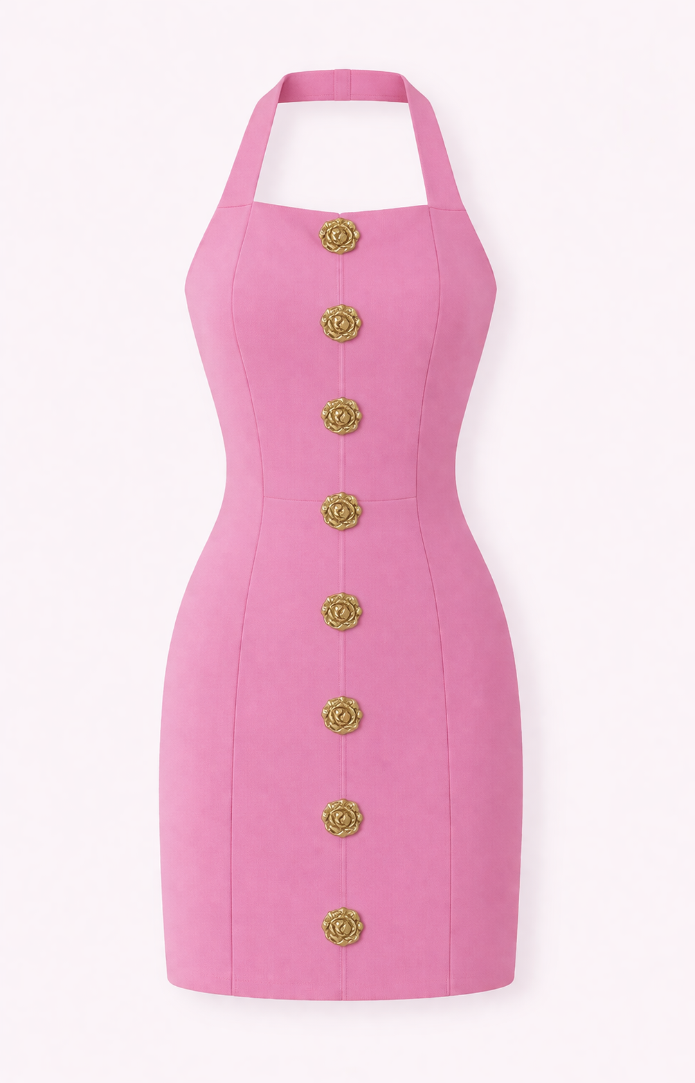 Blush Rose Gold Button Mini Dress