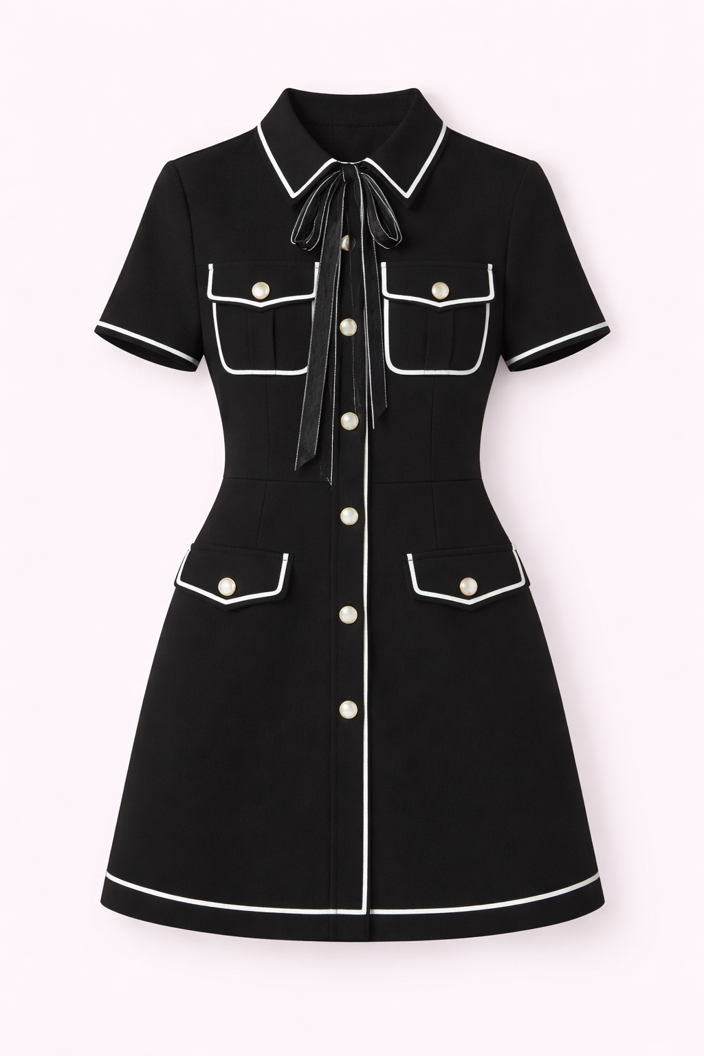 Noir Parisian Bow Mini Dress