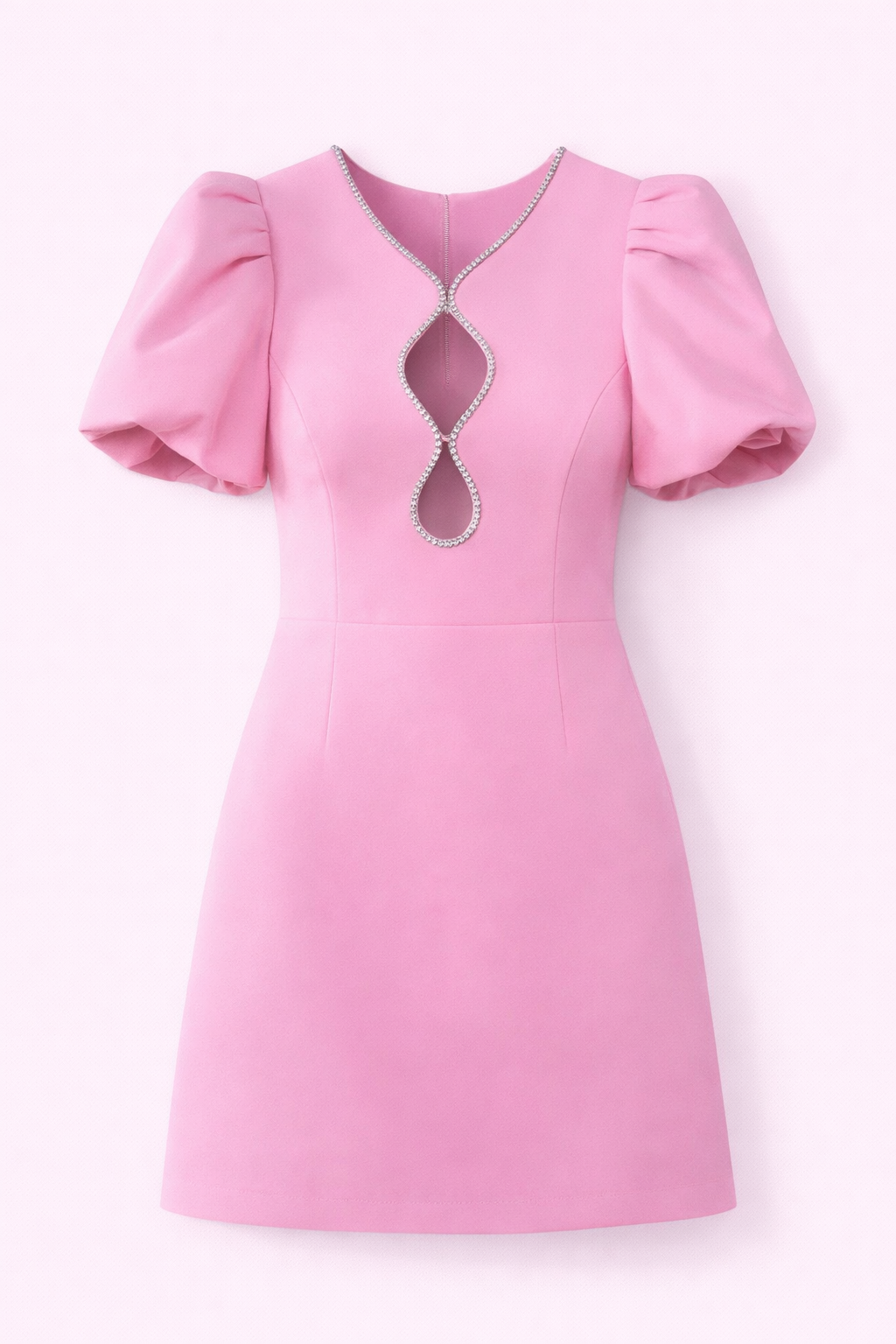 Blush Pink Crystal Keyhole Mini Dress - NZD15