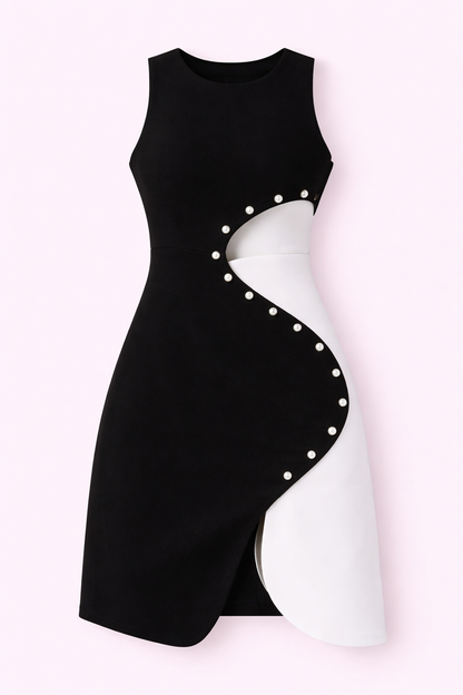 Pearl Embellished Cutout Midi Dress - NZD63