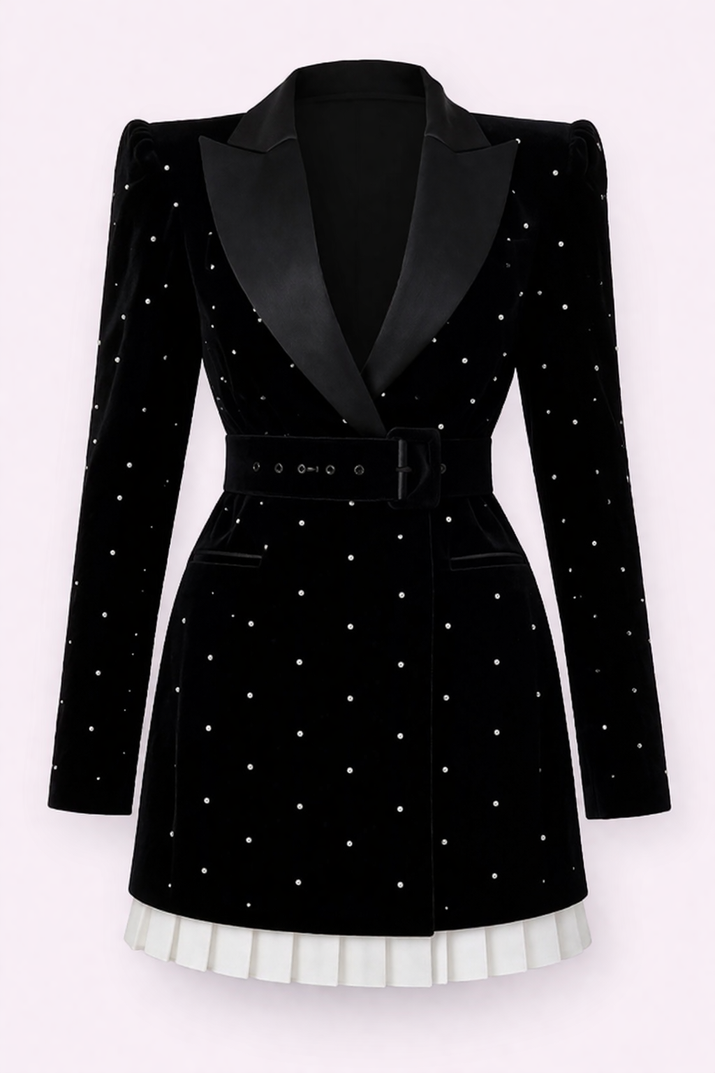 Black Coat Dress with Pearls and Pleats - NZD68