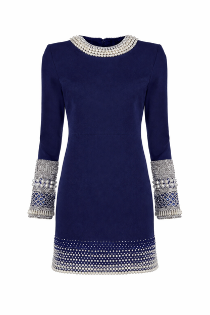 Midnight Pearl Embellished Shift Dress - NZD37