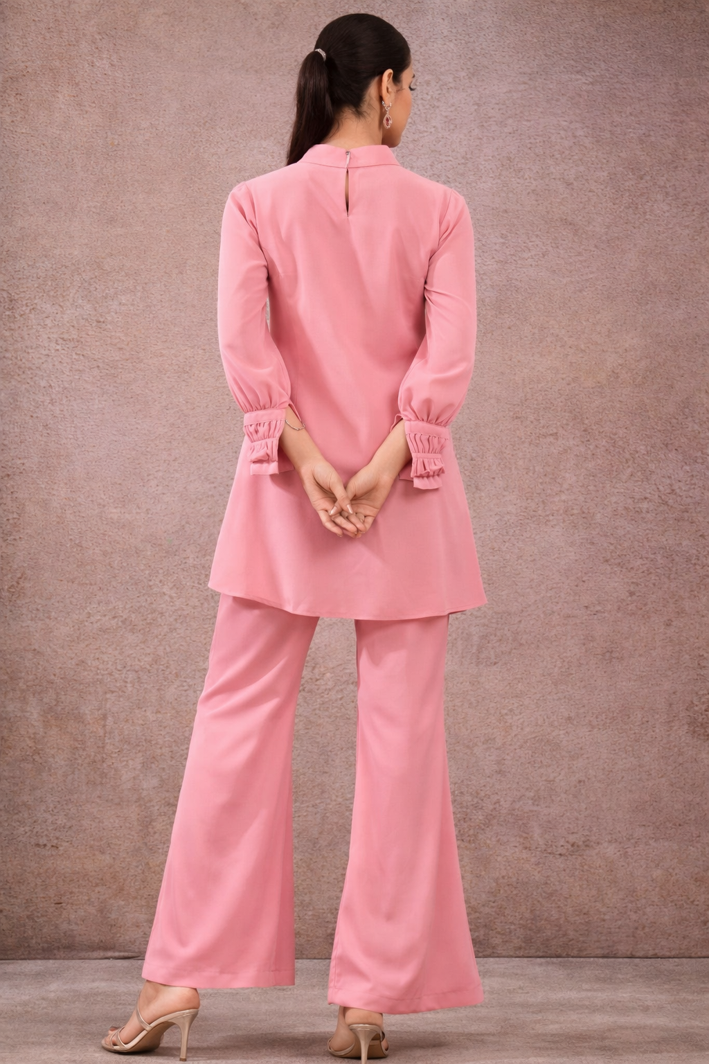 Sophisticated Coord with Pleated Hem and Embellished Shoulder