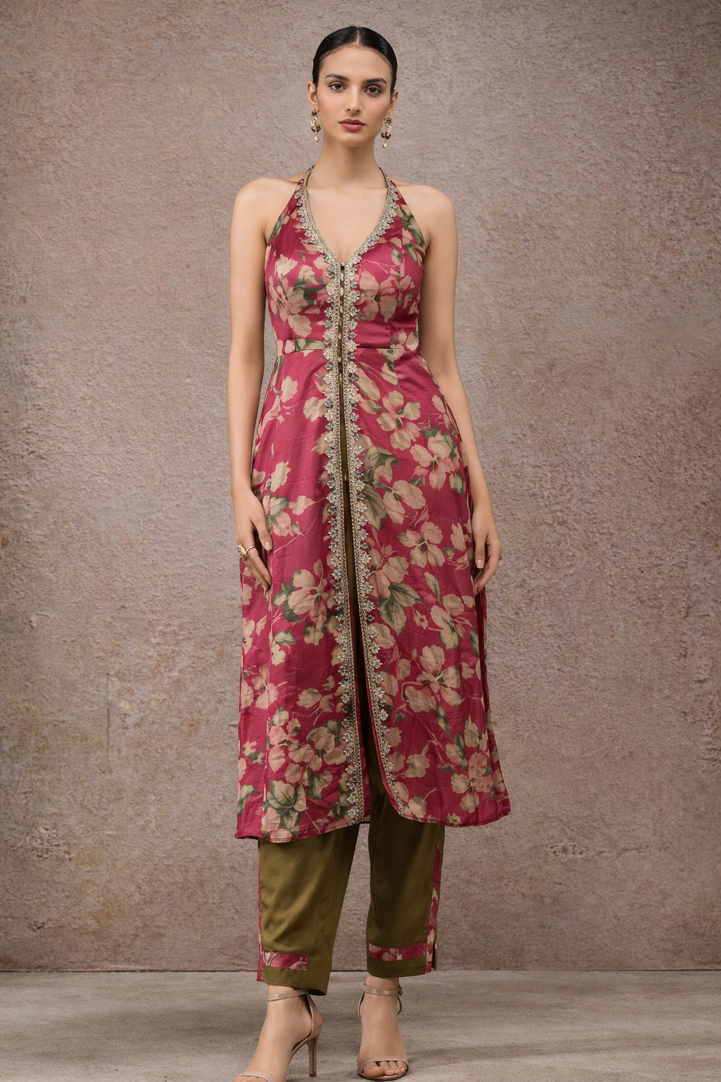 Elegant Kurta Set with Patchwork Detailx