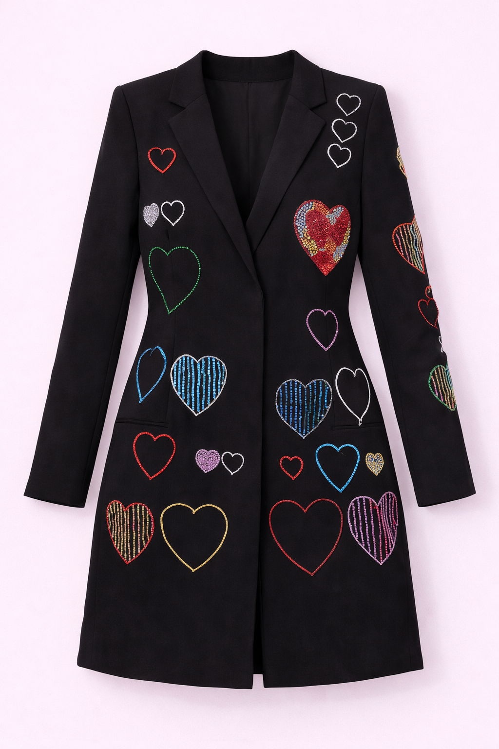 Midnight Hearts Embellished Blazer Dress