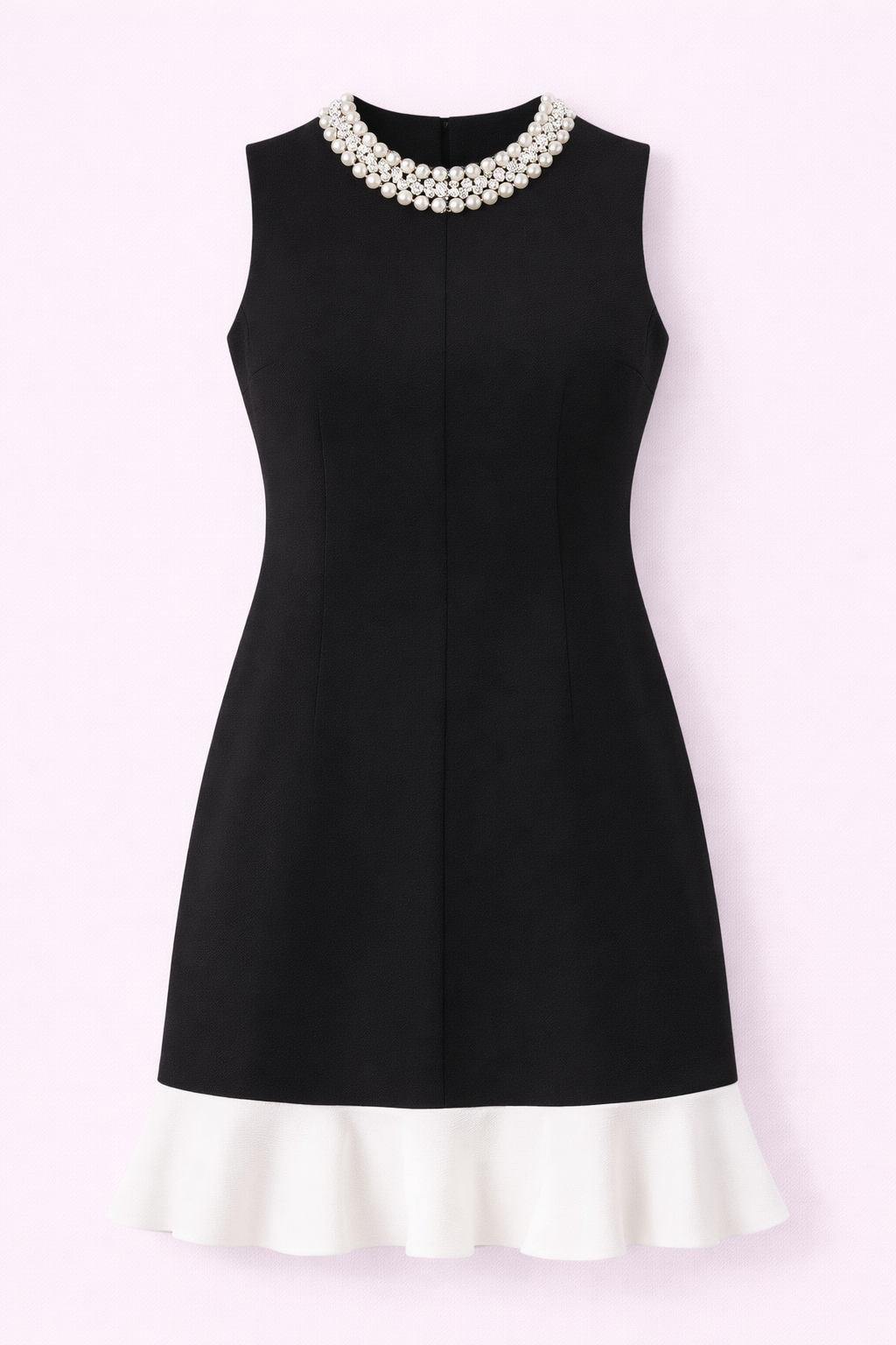 Pearl Trim Monochrome Mini Dress