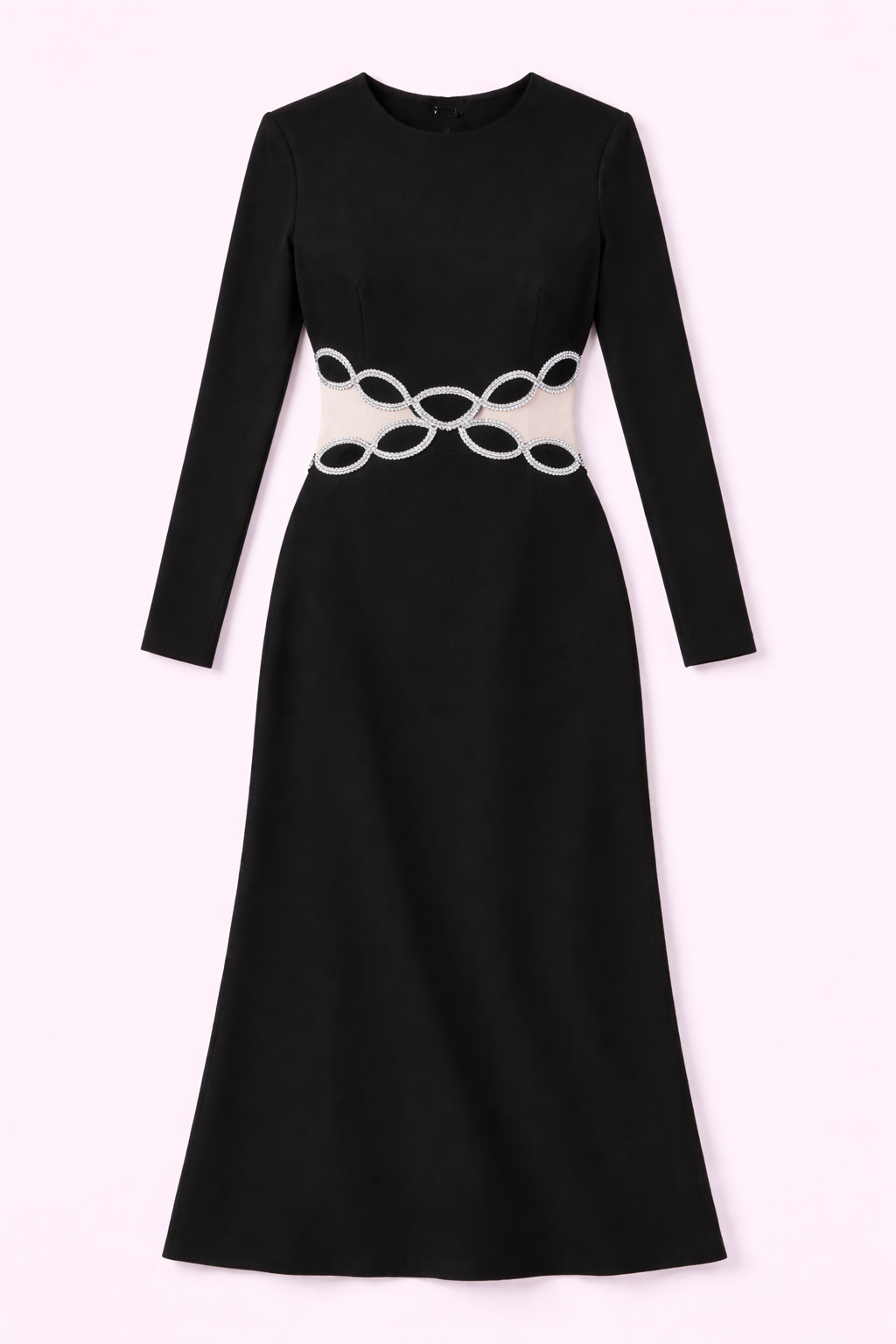 Black Cut-Out Dress with Stonework