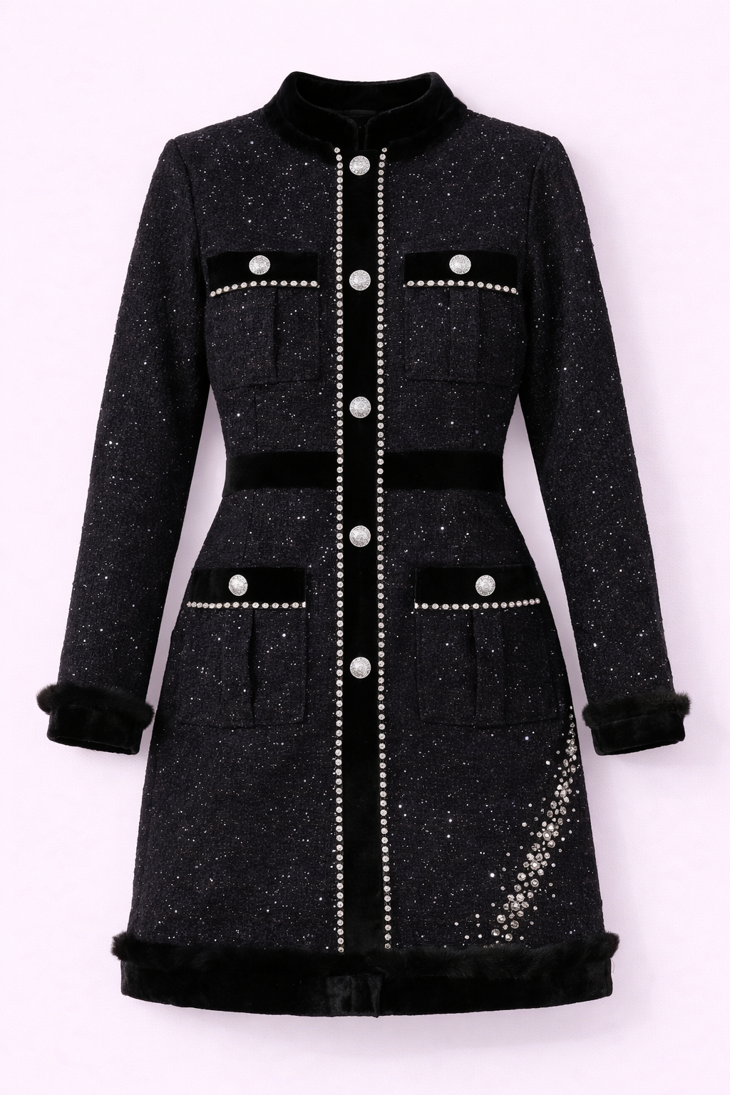 Midnight Luxe Tweed Dress - NZD57