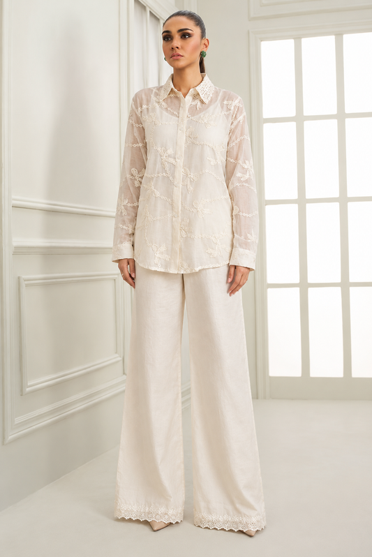 Ivory Bow Lace Co-Ord Set - NZCC61