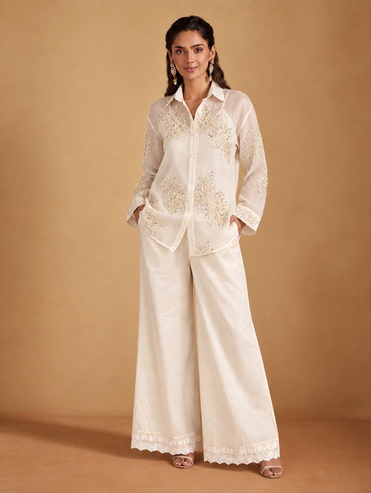 Ivory Sequin Lace Co-ord Set- NZCC71