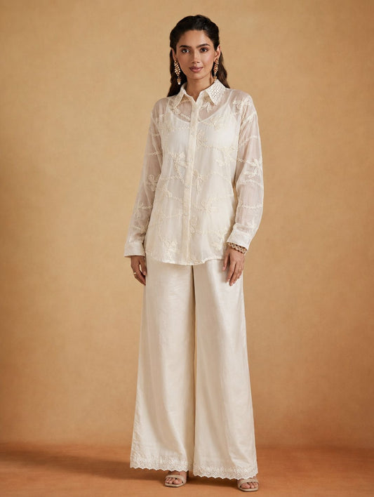 Ivory Bow Lace Co-Ord Set - NZCC61