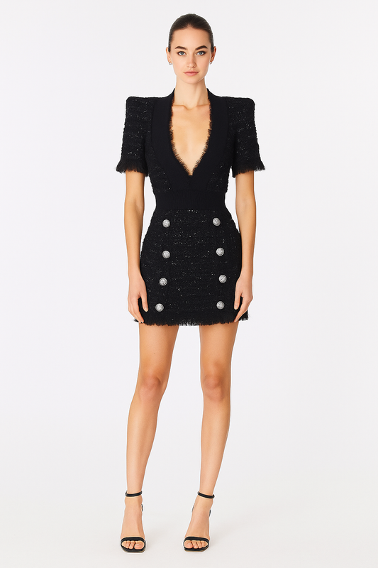 Midnight Majesty Tweed Dress