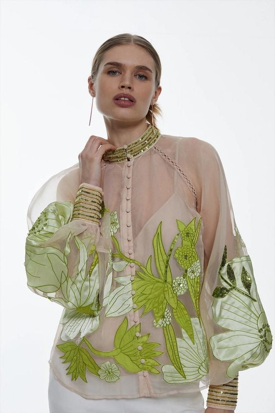 Pastel Sheer Organza Shirt