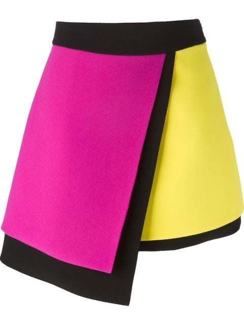 Neon Pop Colorblock Wrap Mini Skirt
