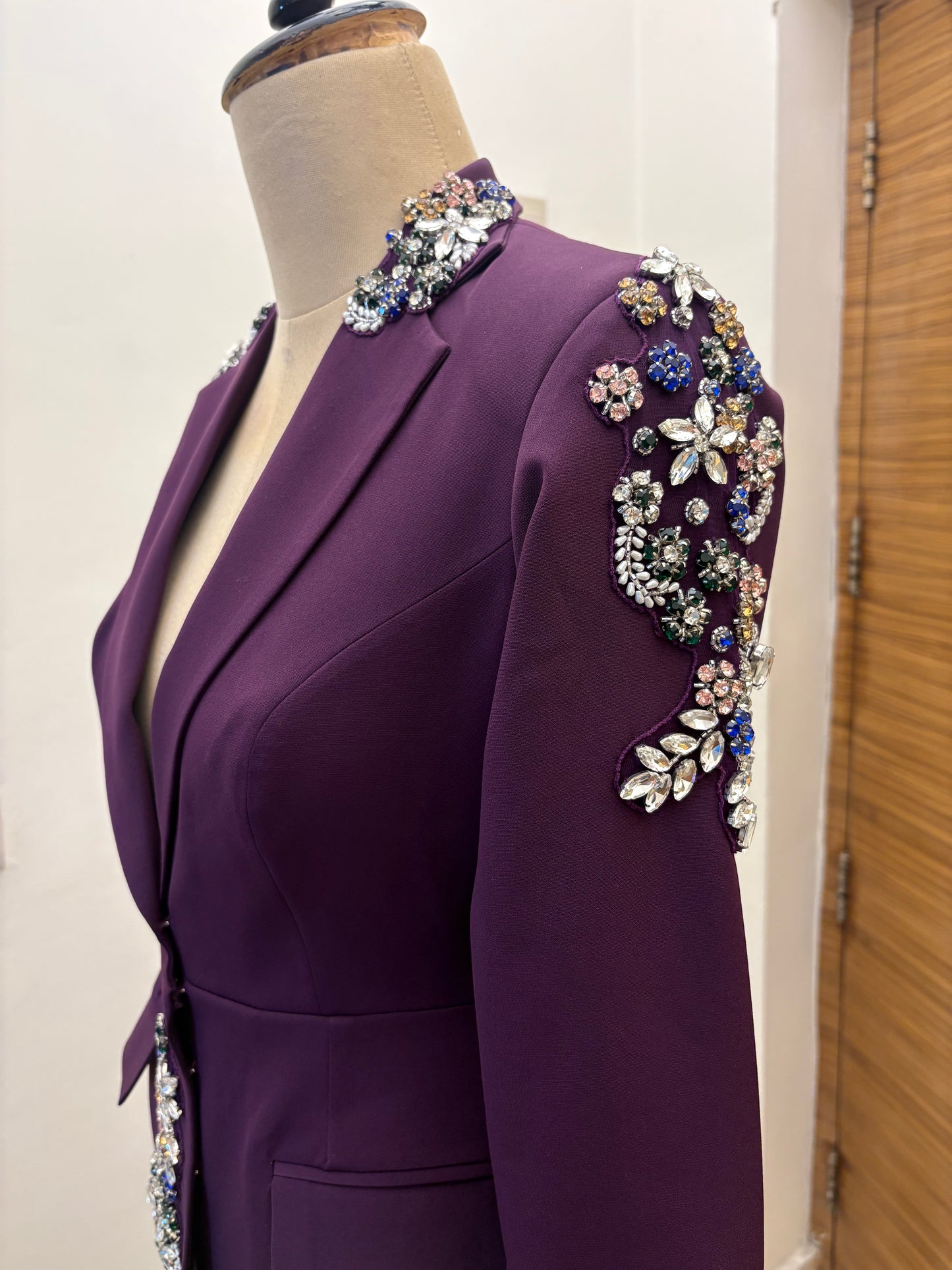 Royal Plum Embellished Luxe Blazer