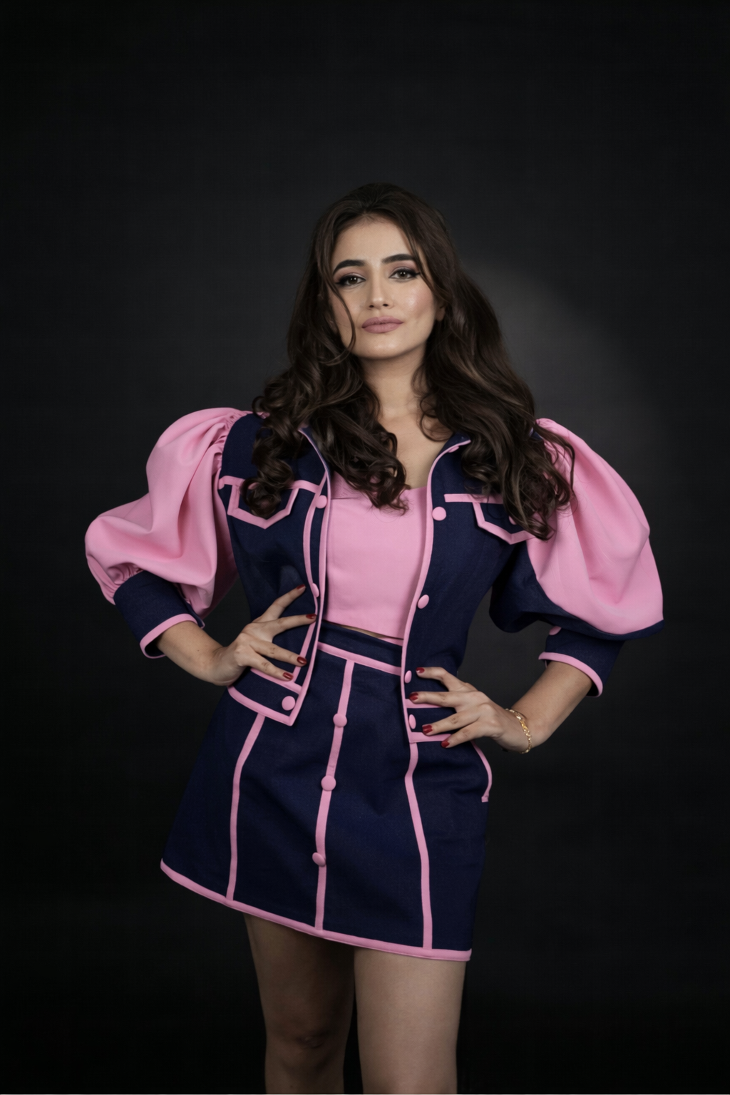 Bubblegum Noir Contrast Denim Co-Ord Set