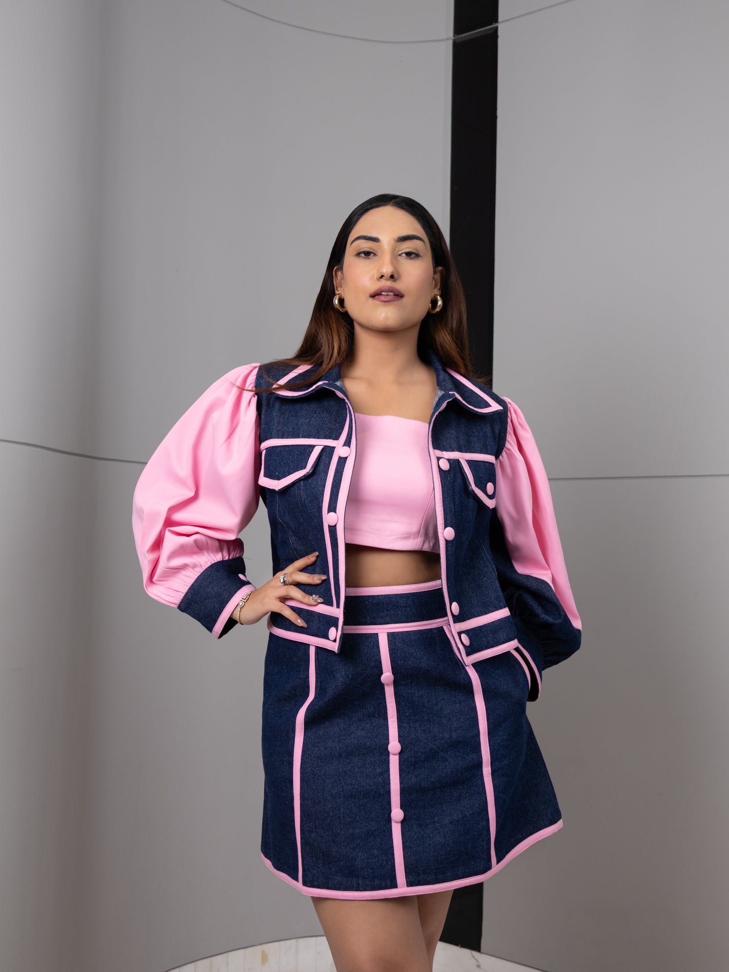 Ankita Raghav Arora in Contrast Denim Co-Ord Set