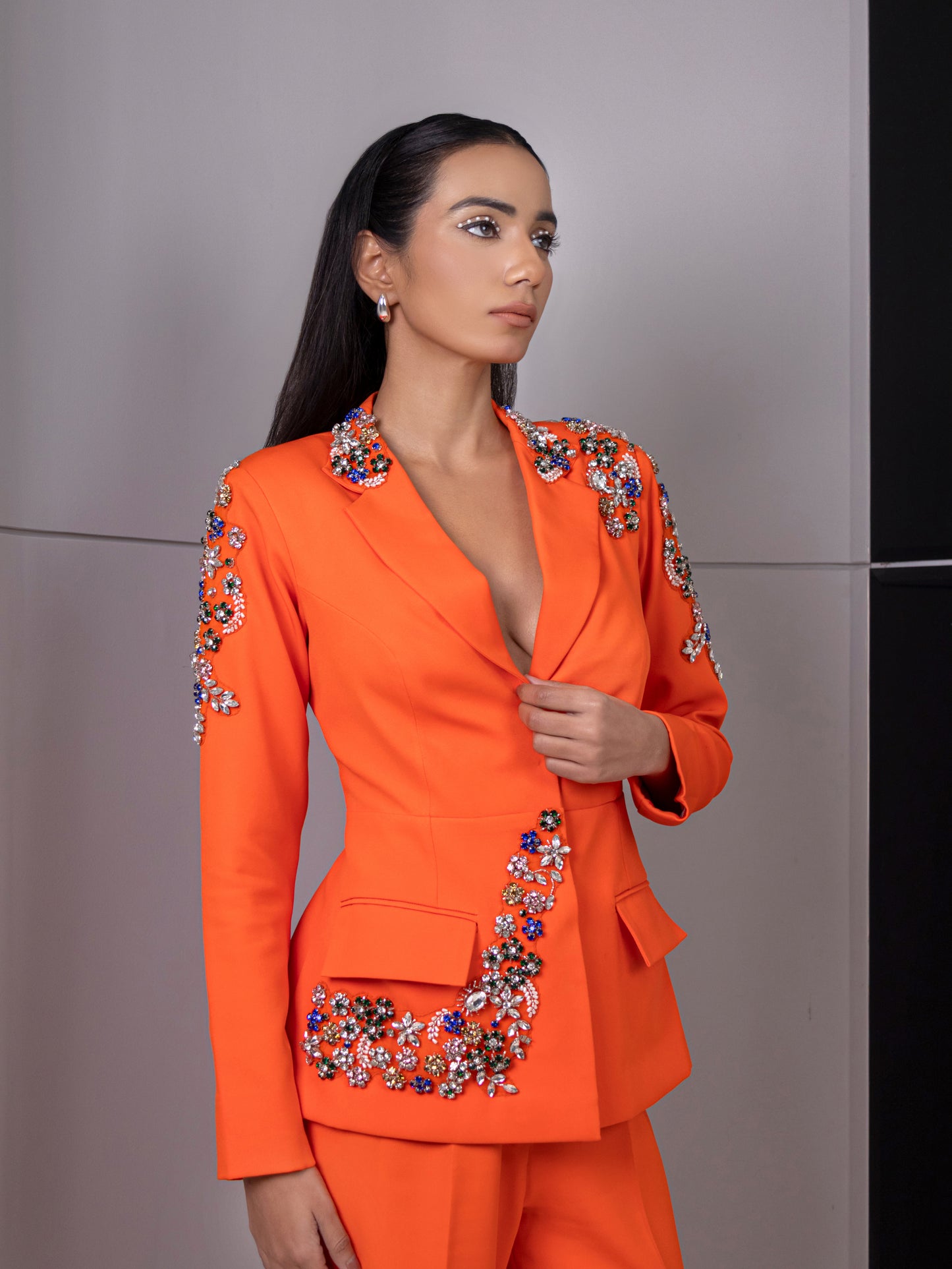 Regal Bloom Embellished Couture Blazer
