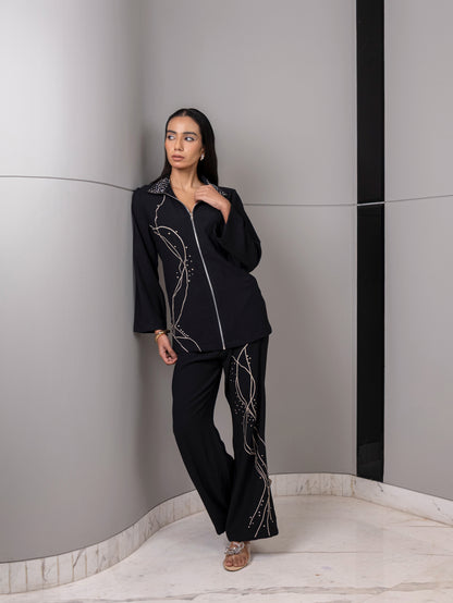 Noir Linework Embellished Co-Ord Set