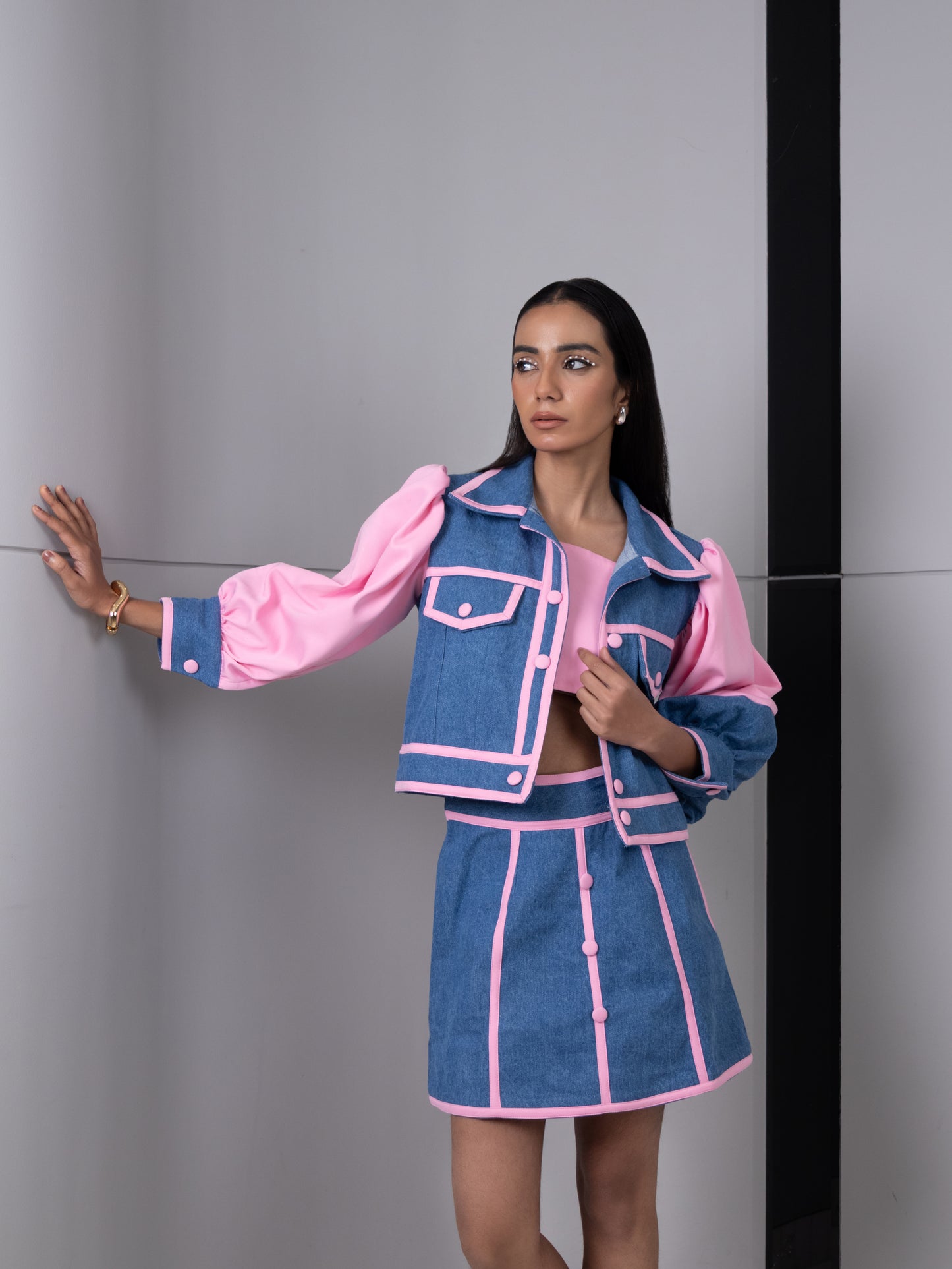 Cotton Candy Contrast Denim Co-Ord Set