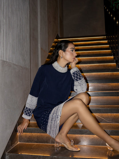 Midnight Pearl Embellished Shift Dress - NZD37