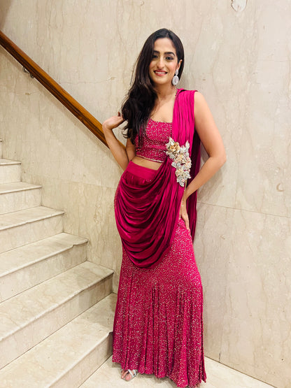 Effortless Glamour with Nazaqatt's Designer Drape Saree