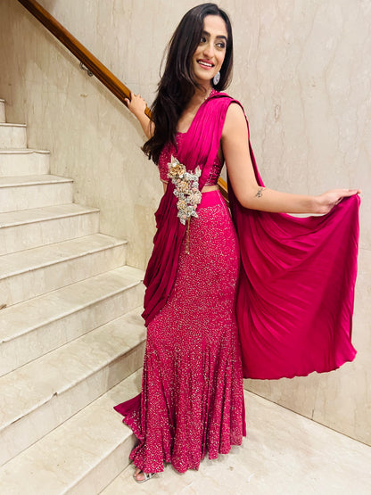 Effortless Glamour with Nazaqatt's Designer Drape Saree