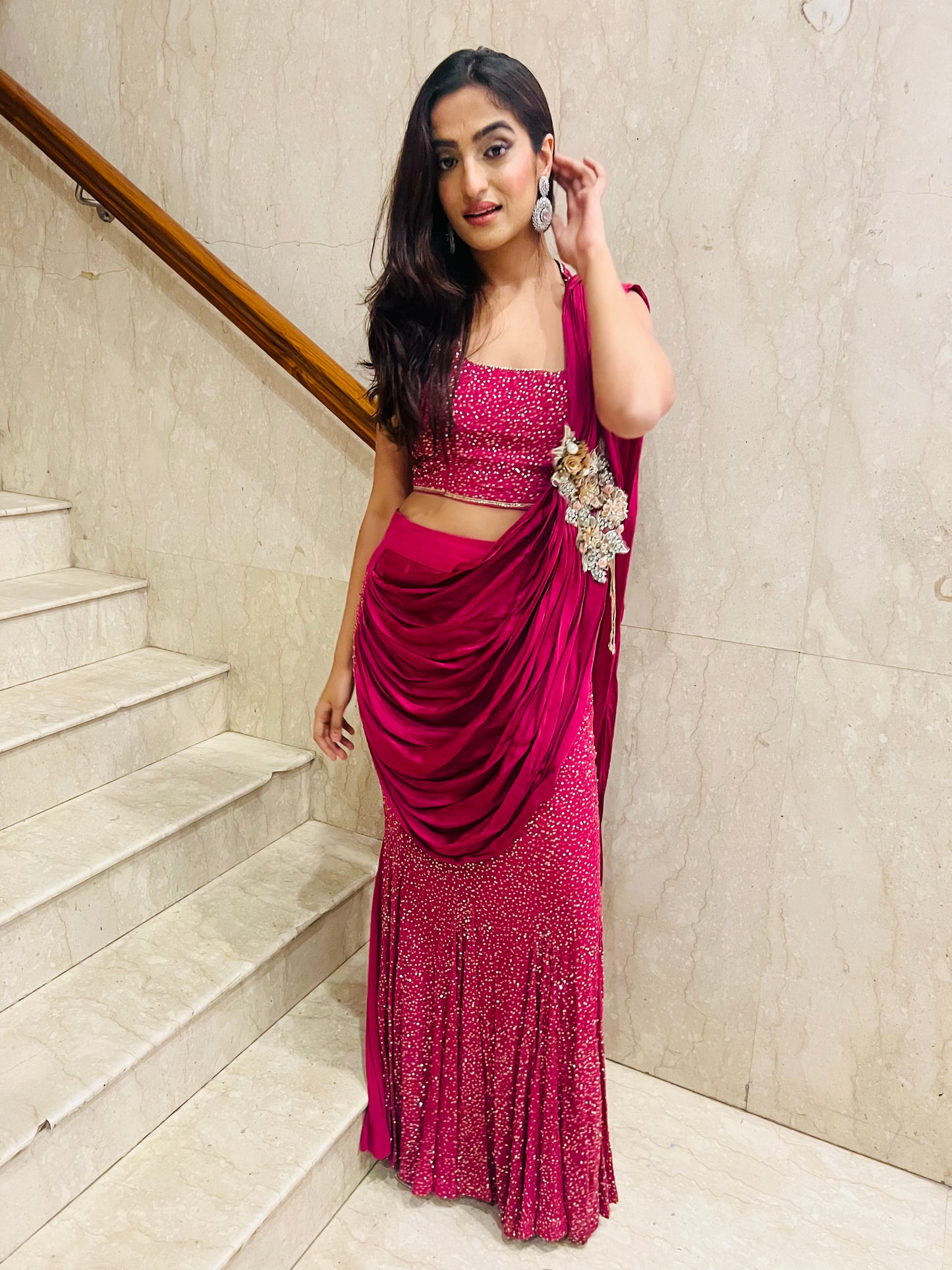 Effortless Glamour with Nazaqatt's Designer Drape Saree