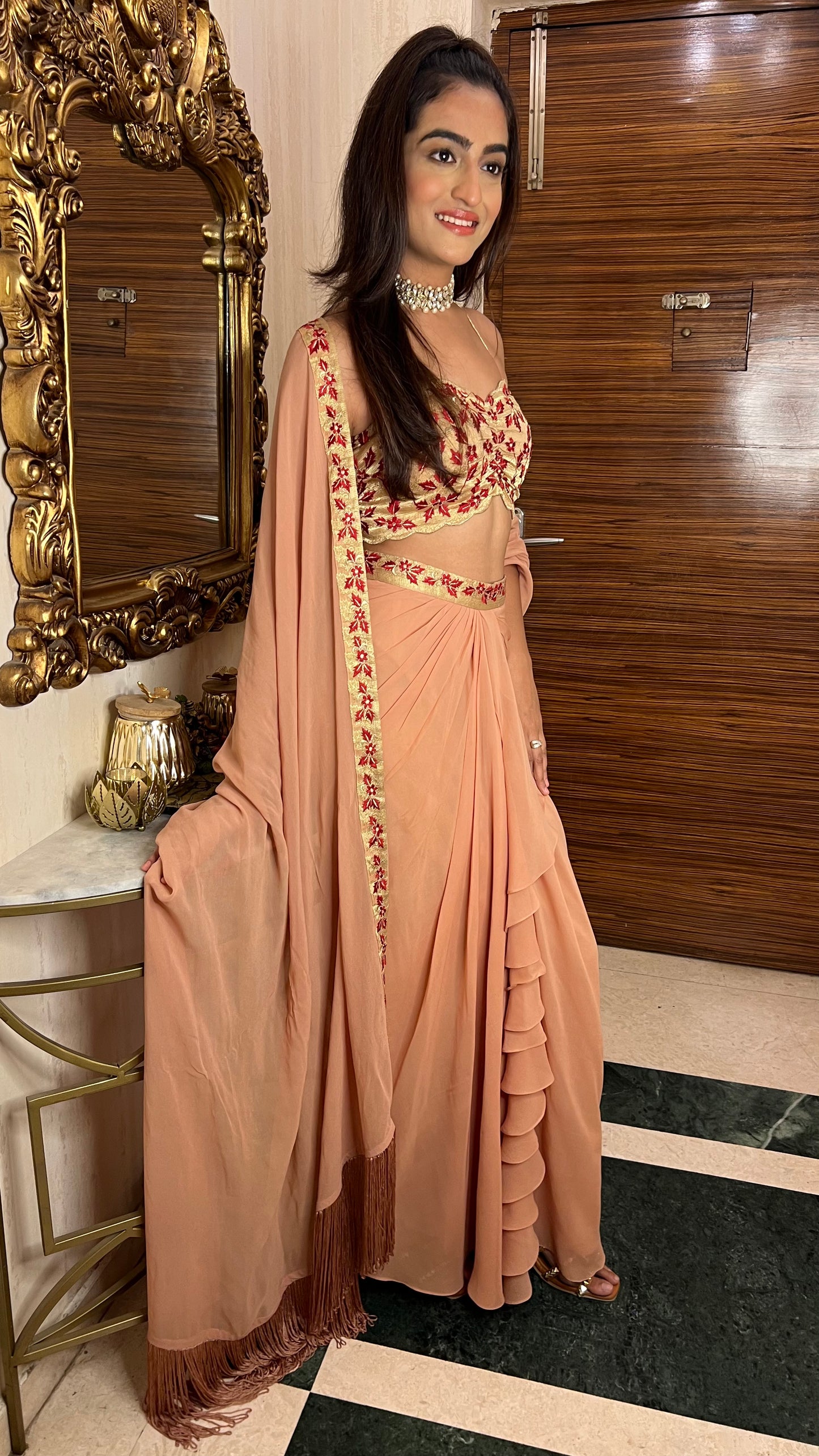 Elegant Drape Skirt, Blouse and Duppata Coord