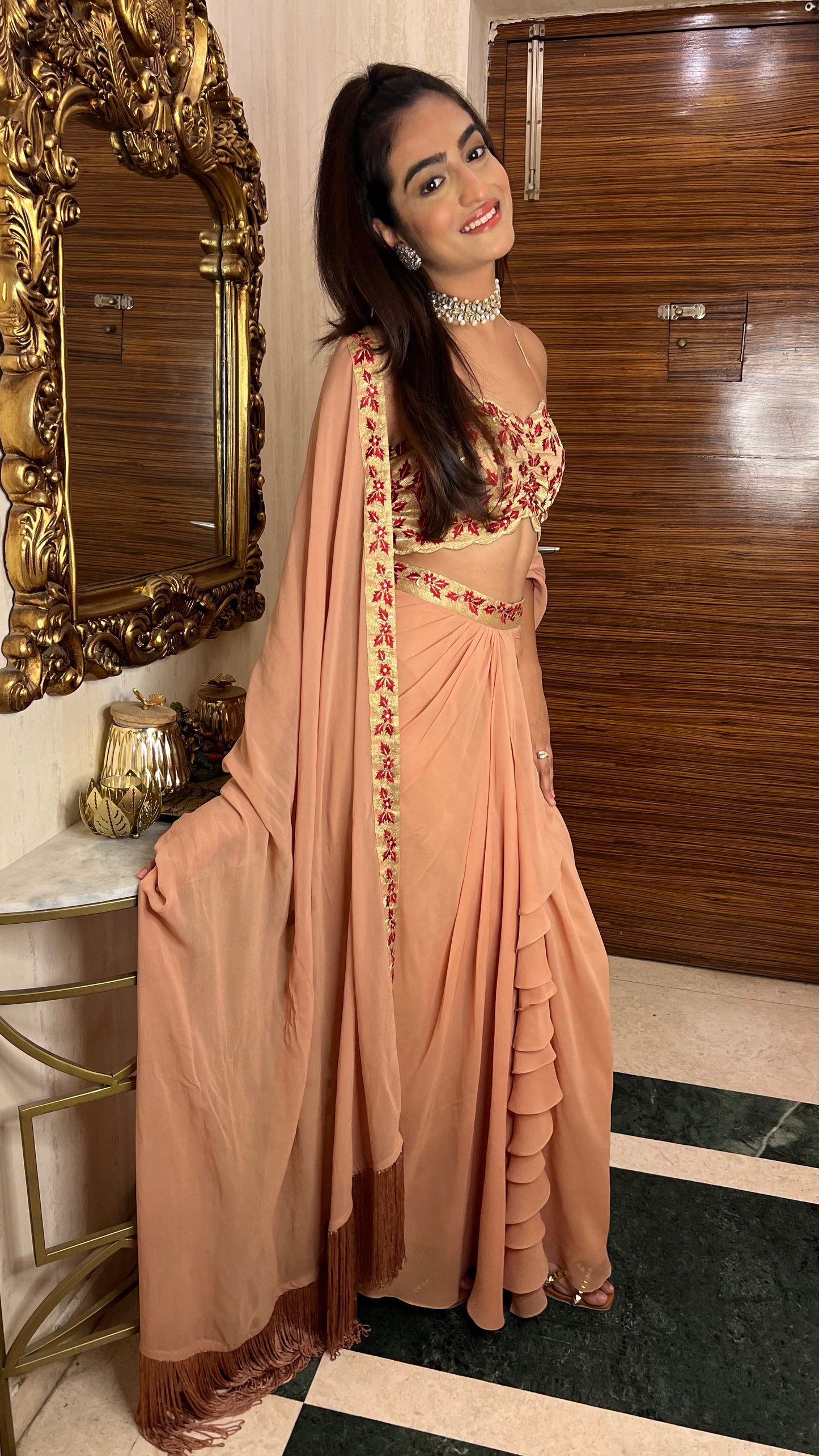 Elegant Drape Skirt, Blouse and Duppata Coord