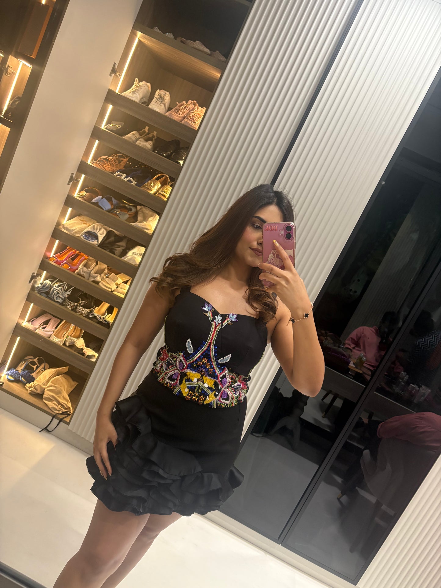 Noir Bloom Embellished Dress