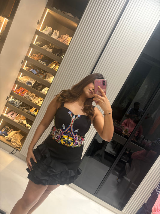 Noir Bloom Embellished Dress
