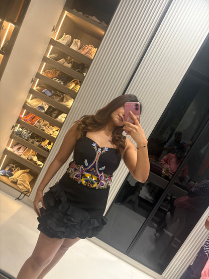 Noir Bloom Embellished Dress