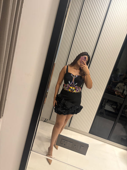 Noir Bloom Embellished Dress