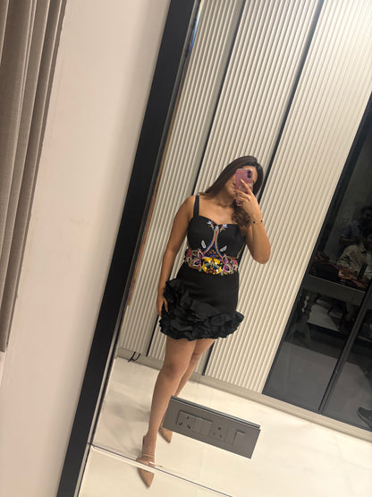 Noir Bloom Embellished Dress