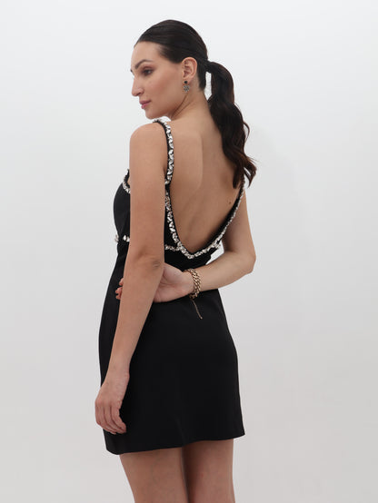 Twilight Gleam Black Mini Dress