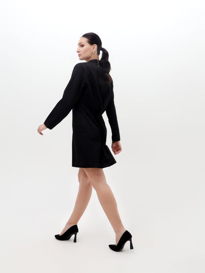 Black Coat Dress with Snake Stonework