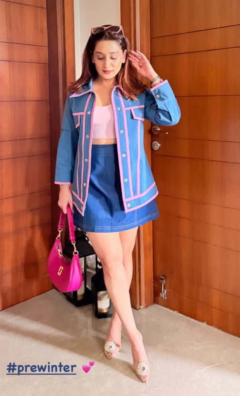 Candy Code Denim Jacket & Skirt Set