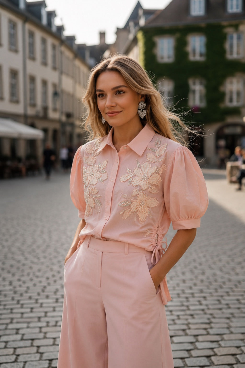 Blush Bloom Tie-Up Shirt