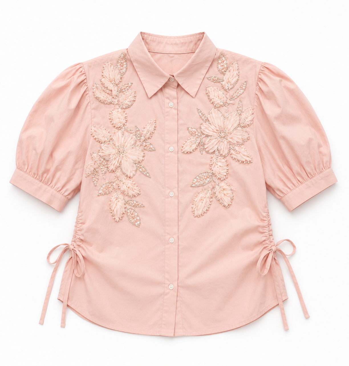 Blush Bloom Tie-Up Shirt
